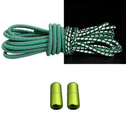 Productafbeelding van reflecterende ronde elastische veters van 3 mm met capsule sluiting in de kleur groen