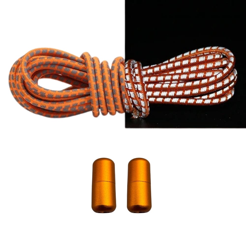 Productafbeelding van reflecterende ronde elastische veters van 3 mm met capsule sluiting in de kleur oranje