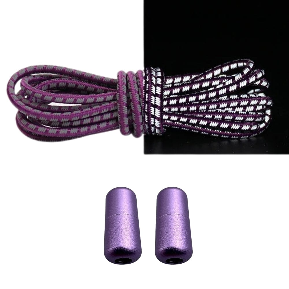 Productafbeelding van reflecterende ronde elastische veters van 3 mm met capsule sluiting in de kleur paars