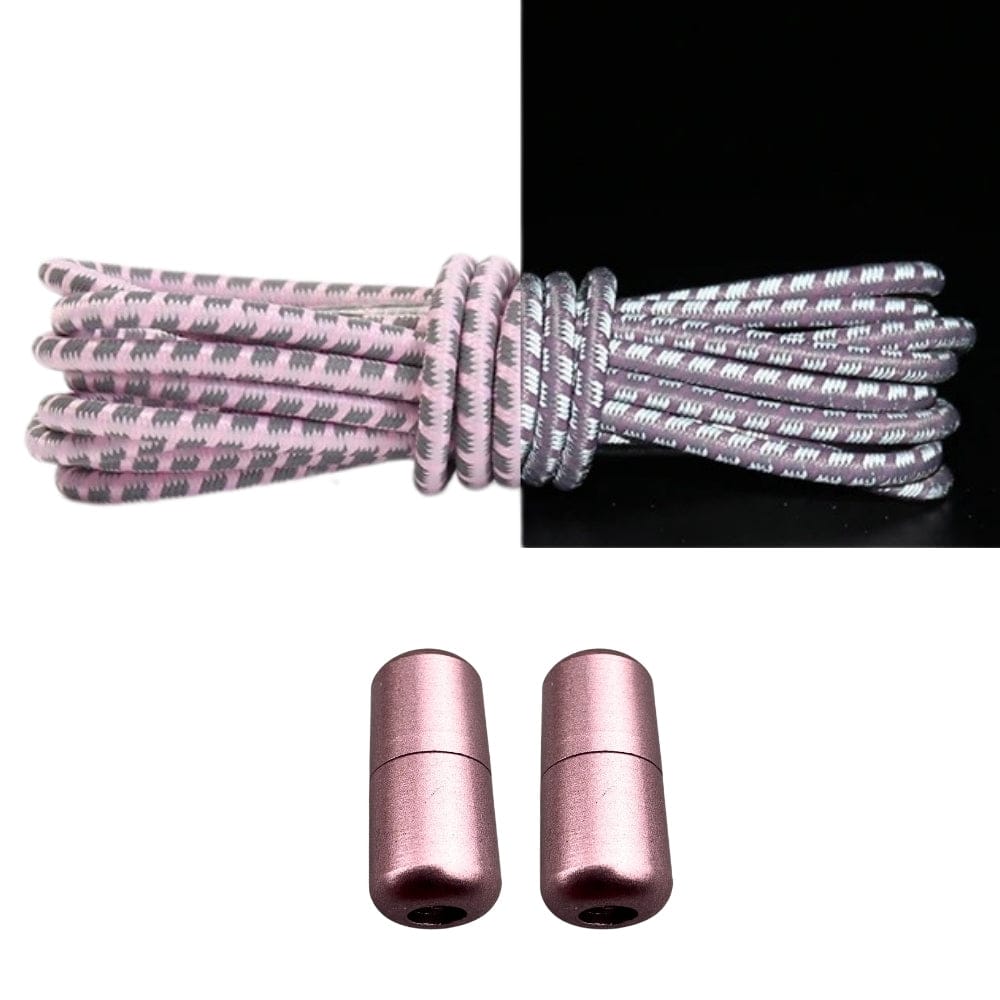 Productafbeelding van reflecterende ronde elastische veters van 3 mm met capsule sluiting in de kleur roze