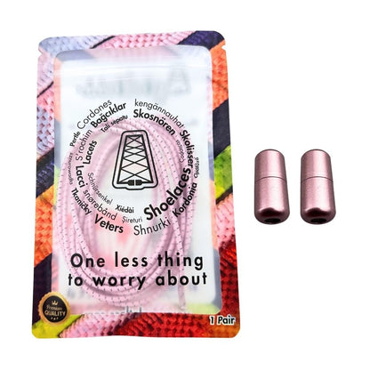 Elastische veters zonder strikken reflecterend 3mm capsule sluiting roze in luxe verpakking