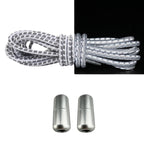 Productafbeelding van reflecterende ronde elastische veters van 3 mm met capsule sluiting in de kleur wit