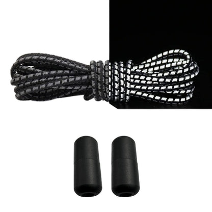 Productafbeelding van reflecterende ronde elastische veters van 3 mm met capsule sluiting in de kleur zwart