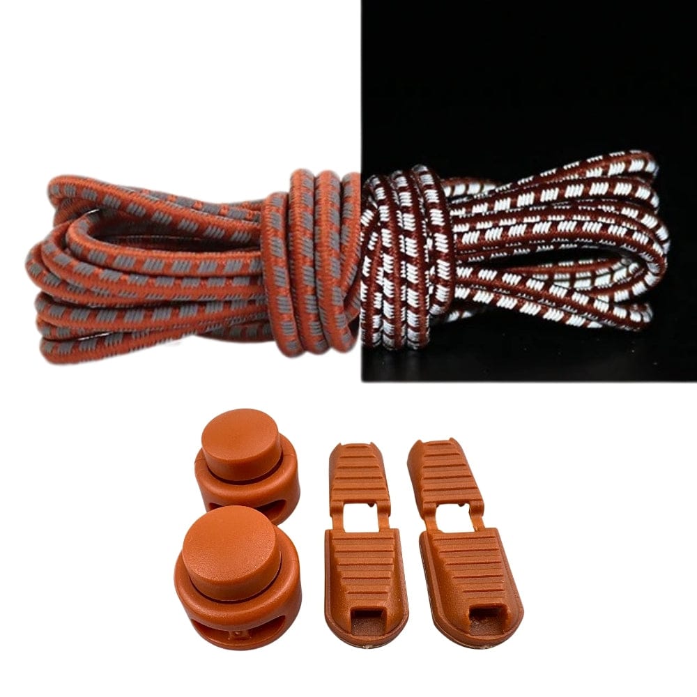 Productafbeelding van reflecterende ronde elastische veters van 3 mm met lock sluiting in de kleur bronze