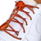 Elastische veters zonder strikken reflecterend 3mm lock sluiting bronze geregen in witte Nike Air Force 1