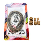 Elastische veters zonder strikken reflecterend 3mm lock sluiting bruin in luxe verpakking