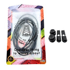 Elastische veters zonder strikken reflecterend 3mm lock sluiting donkergrijs in luxe verpakking