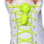 Elastische veters zonder strikken reflecterend 3mm lock sluiting fluorescerend groen met stretch uitgerekt