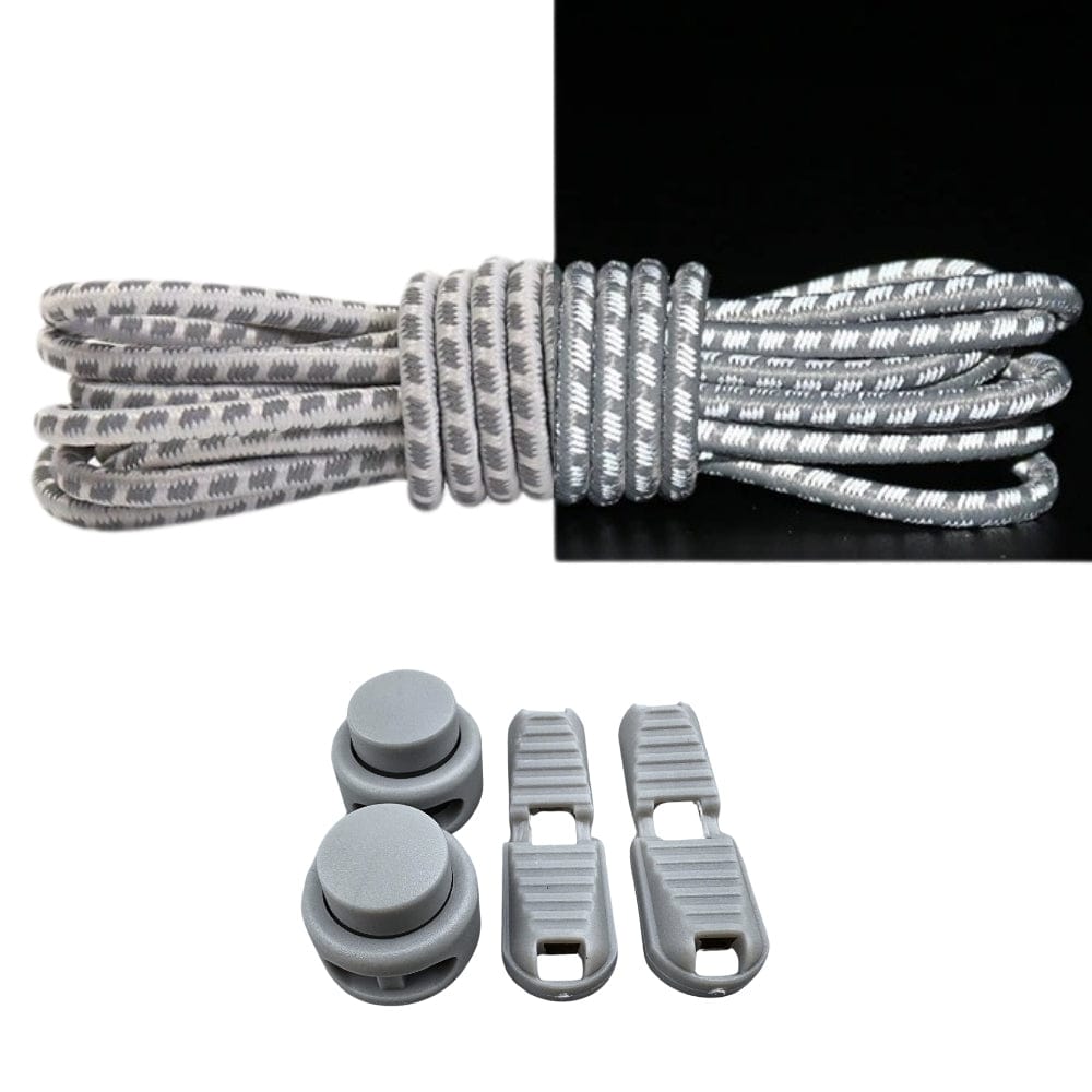 Productafbeelding van reflecterende ronde elastische veters van 3 mm met lock sluiting in de kleur grijs