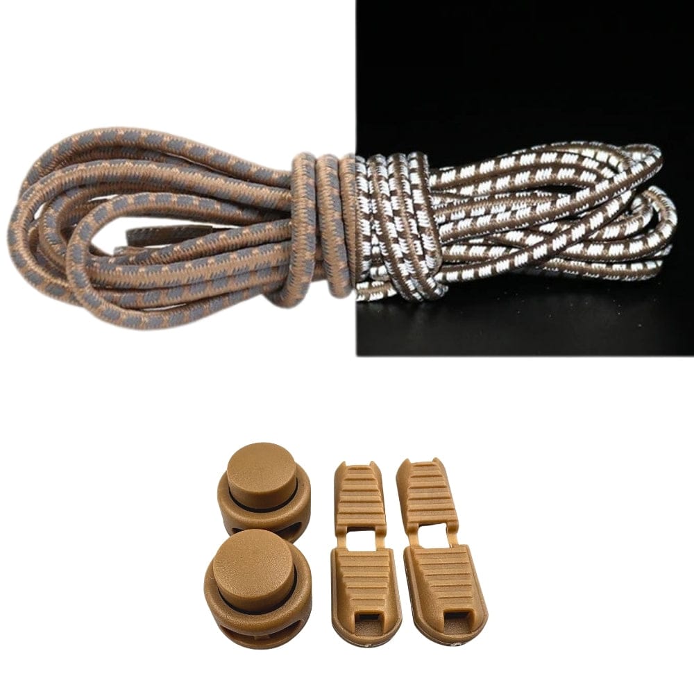 Productafbeelding van reflecterende ronde elastische veters van 3 mm met lock sluiting in de kleur khaki