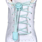 Elastische veters zonder strikken reflecterend 3mm lock sluiting lichtgroen met stretch uitgerekt