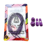 Elastische veters zonder strikken reflecterend 3mm lock sluiting paars in luxe verpakking