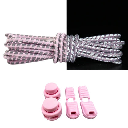 Productafbeelding van reflecterende ronde elastische veters van 3 mm met lock sluiting in de kleur roze