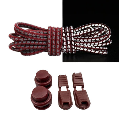 Productafbeelding van reflecterende ronde elastische veters van 3 mm met lock sluiting in de kleur wijnrood