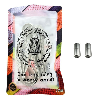 Elastische veters zonder strikken reflecterend 7mm capsule sluiting beige in luxe verpakking