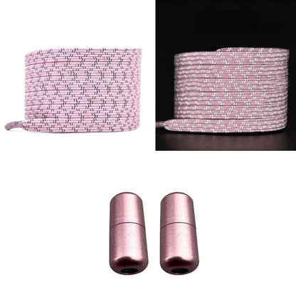 Productafbeelding van platte reflecterende elastische veters van 7 mm met capsule sluiting in de kleur roze