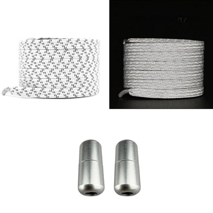 Productafbeelding van platte reflecterende elastische veters van 7 mm met capsule sluiting in de kleur wit