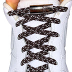 Elastische veters zonder strikken reflecterend 7mm magnetische sluiting donkerbruin met stretch uitgerekt