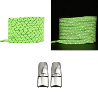 Productafbeelding van platte reflecterende elastische veters van 7 mm met magneetsluiting in de kleur fluorescerend groen