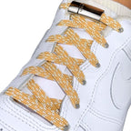 Elastische veters zonder strikken reflecterend 7mm magnetische sluiting khaki geregen in witte Nike Air Force 1