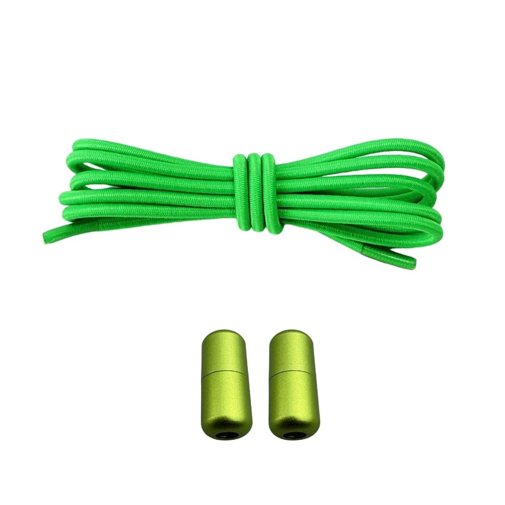 Productafbeelding van ronde elastische veters van 3 mm met capsule sluiting in de kleur appelgroen