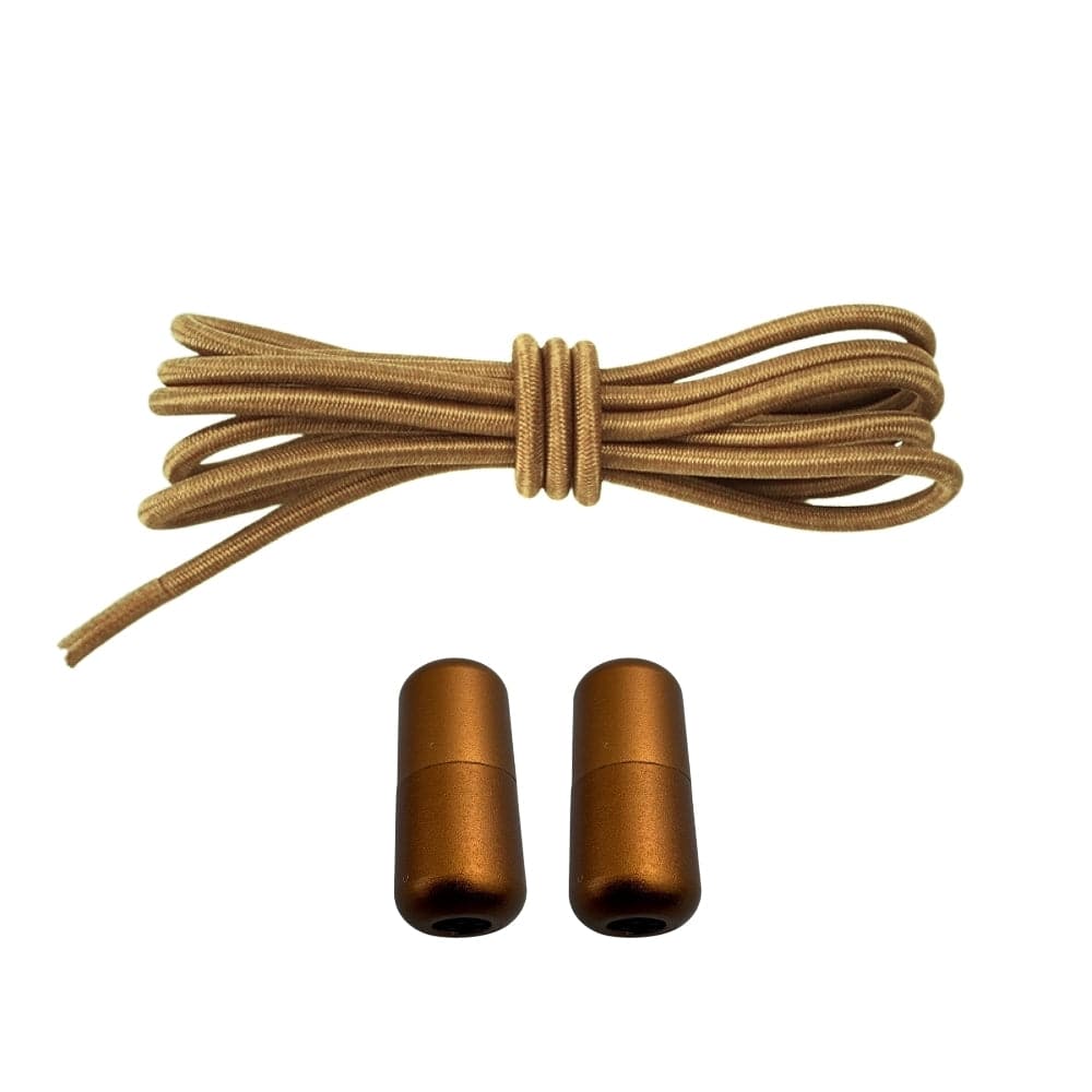 Productafbeelding van ronde elastische veters van 3 mm met capsule sluiting in de kleur bruin