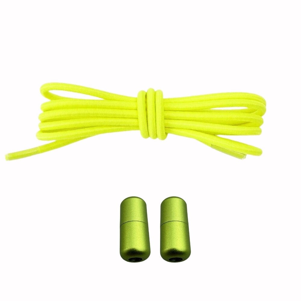 Productafbeelding van ronde elastische veters van 3 mm met capsule sluiting in de kleur fluorescerend geel