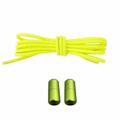 Productafbeelding van ronde elastische veters van 3 mm met capsule sluiting in de kleur fluorescerend geel