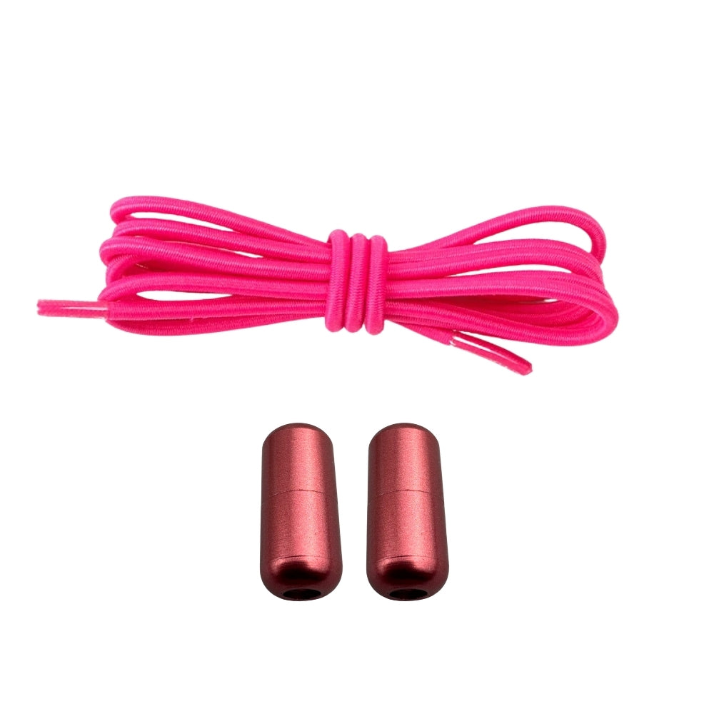 Productafbeelding van ronde elastische veters van 3 mm met capsule sluiting in de kleur rozenrood