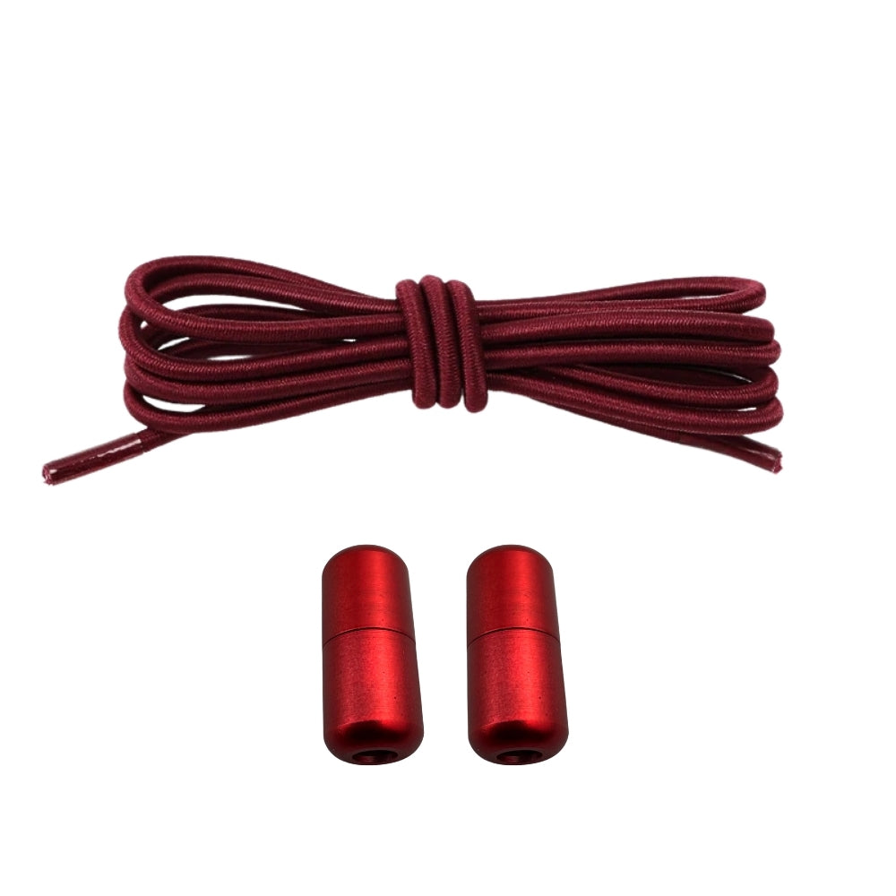 Productafbeelding van ronde elastische veters van 3 mm met capsule sluiting in de kleur wijnrood