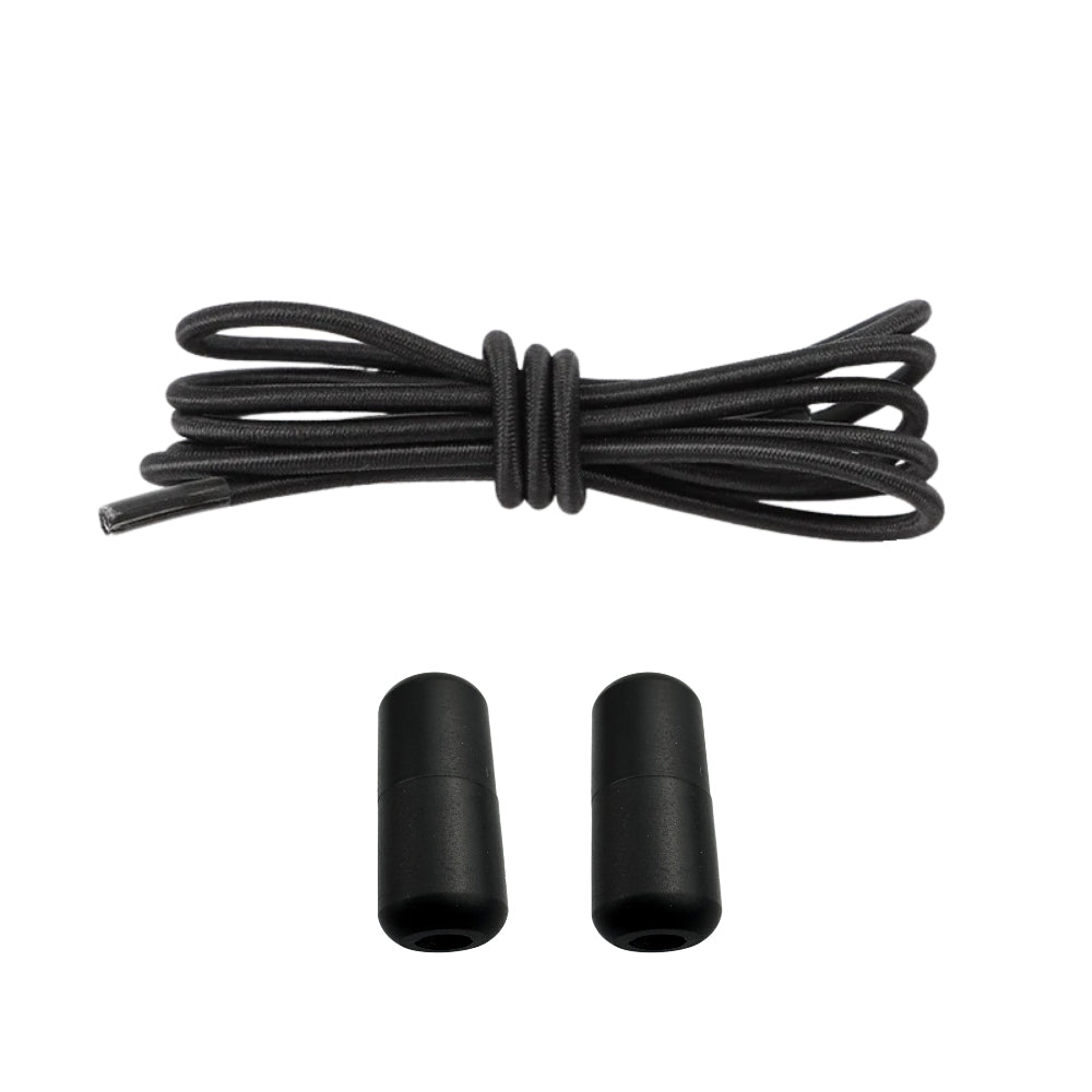 Productafbeelding van ronde elastische veters van 3 mm met capsule sluiting in de kleur zwart