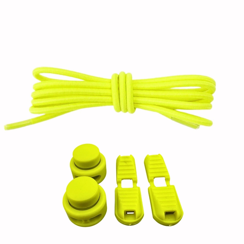 Productafbeelding van ronde elastische veters van 3 mm met lock sluiting in de kleur fluorescerend geel