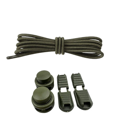 Productafbeelding van ronde elastische veters van 3 mm met lock sluiting in de kleur mosgroen