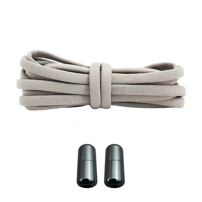 Productafbeelding van ronde elastische veters van 5 mm met capsule sluiting in de kleur grijs