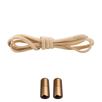 Productafbeelding van ronde elastische veters van 5 mm met capsule sluiting in de kleur khaki