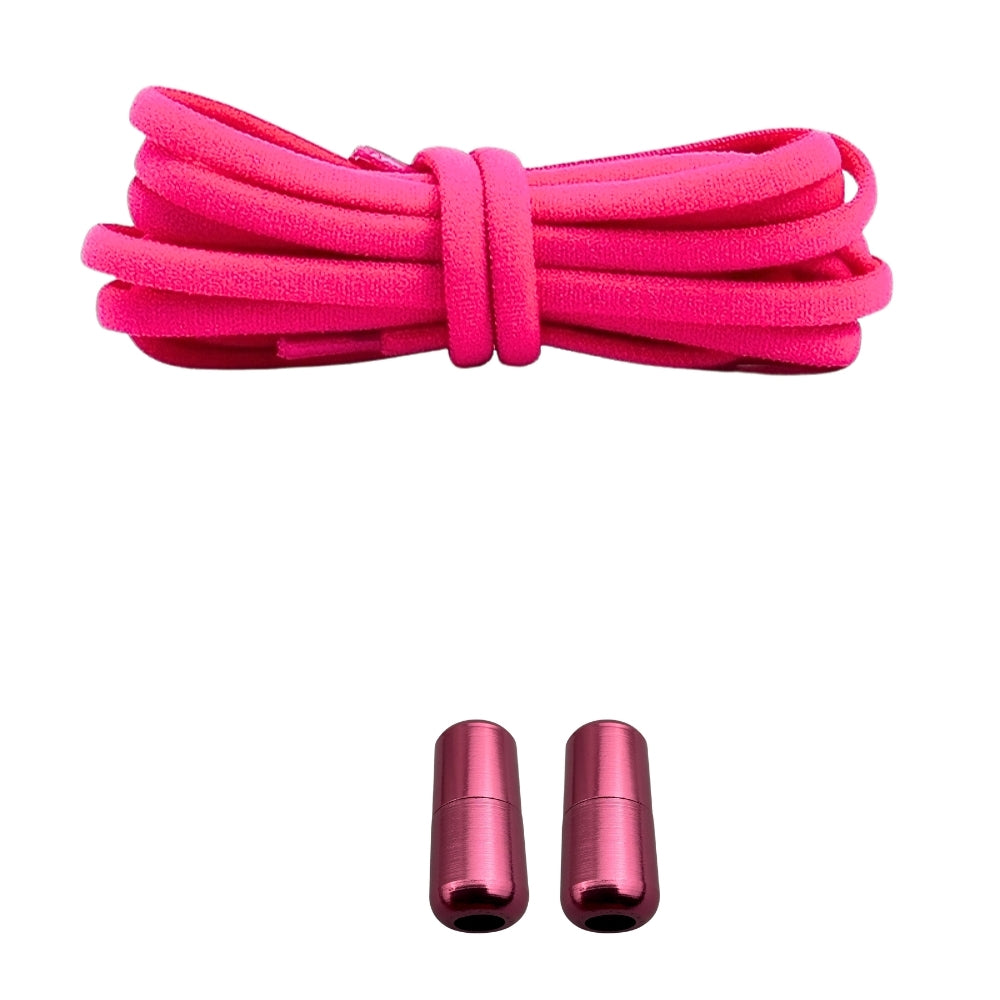 Productafbeelding van ronde elastische veters van 5 mm met capsule sluiting in de kleur rozenrood