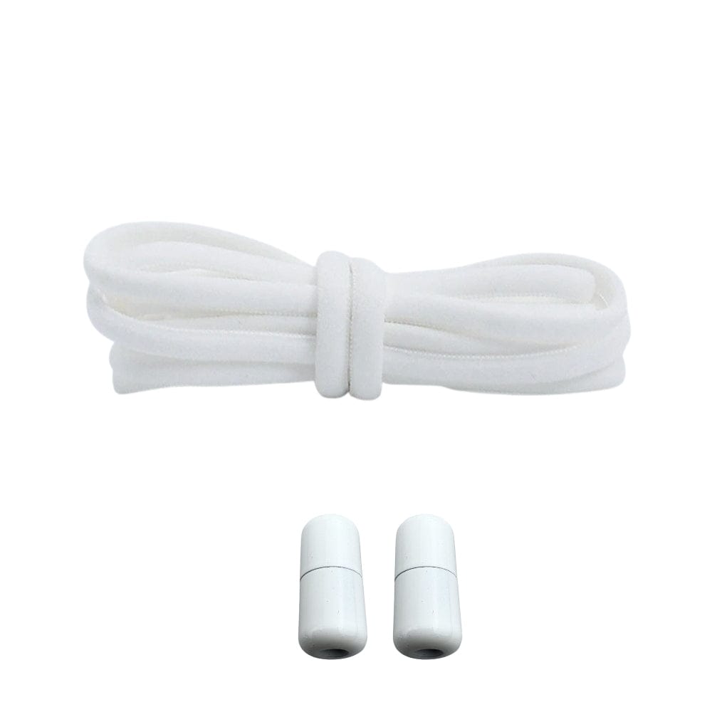 Productafbeelding van ronde elastische veters van 5 mm met capsule sluiting in de kleur wit