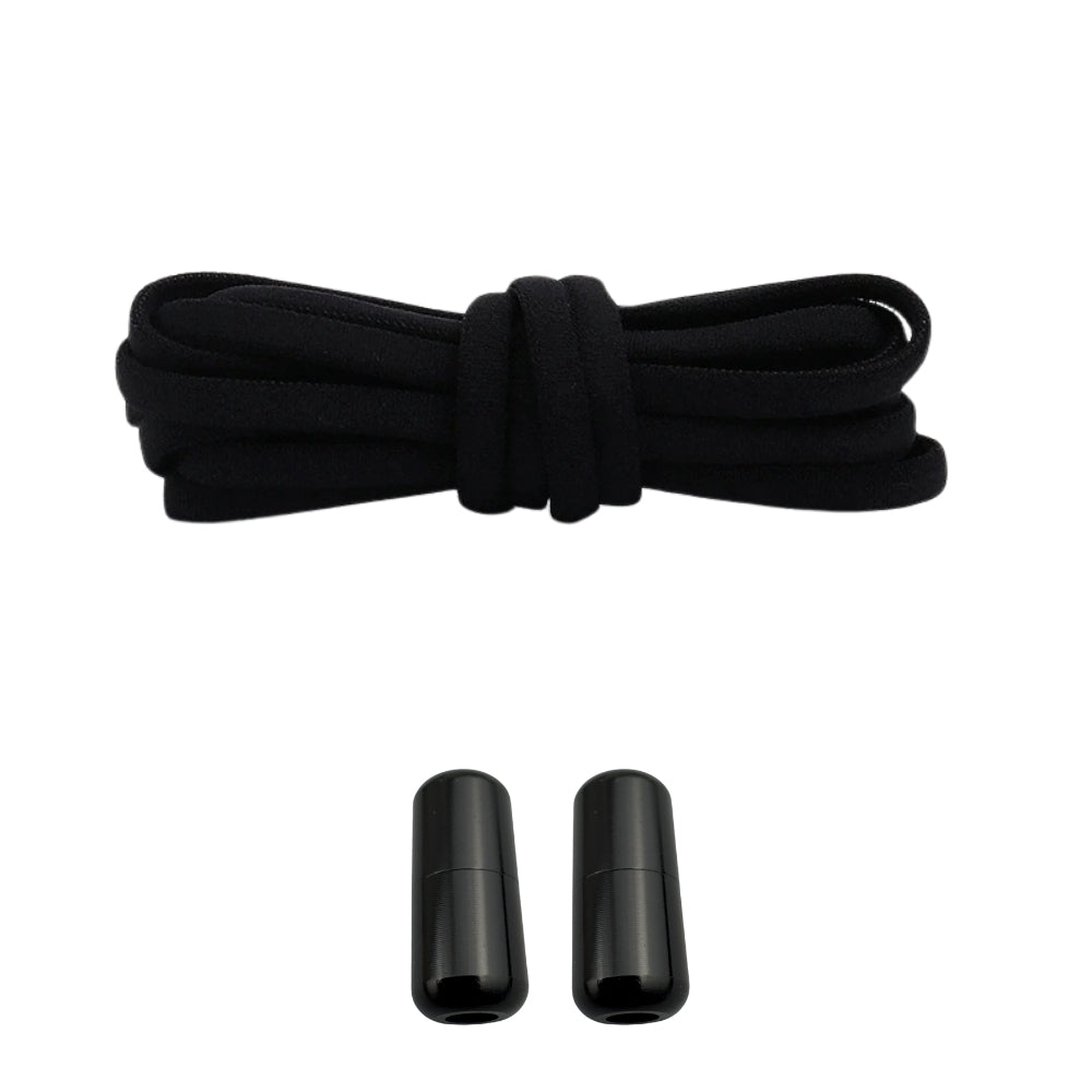 Productafbeelding van ronde elastische veters van 5 mm met capsule sluiting in de kleur zwart