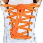 Elastische veters zonder strikken rond 5mm lock sluiting oranje met stretch uitgerekt