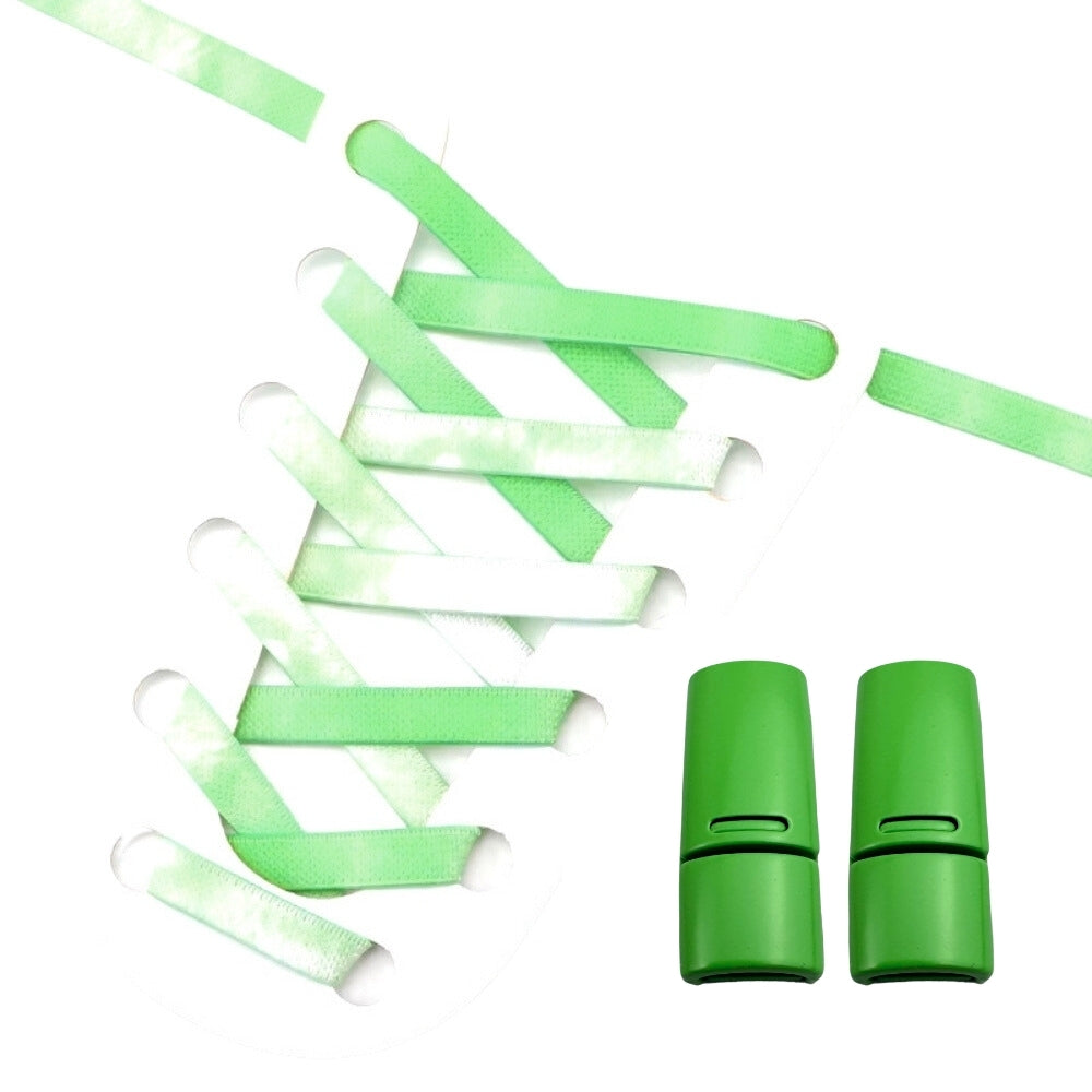 Productafbeelding van tie-dye elastische veters met magneetsluiting in de kleur appelgroen
