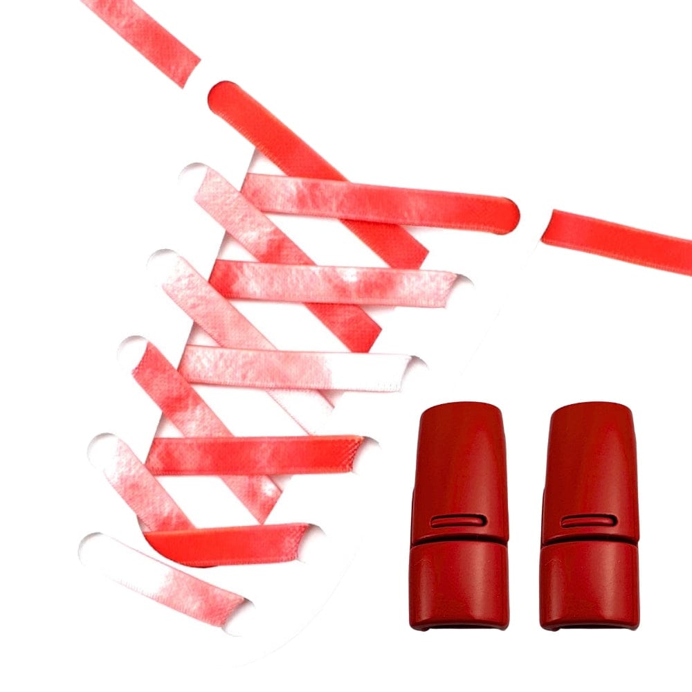 Productafbeelding van tie-dye elastische veters met magneetsluiting in de kleur rood