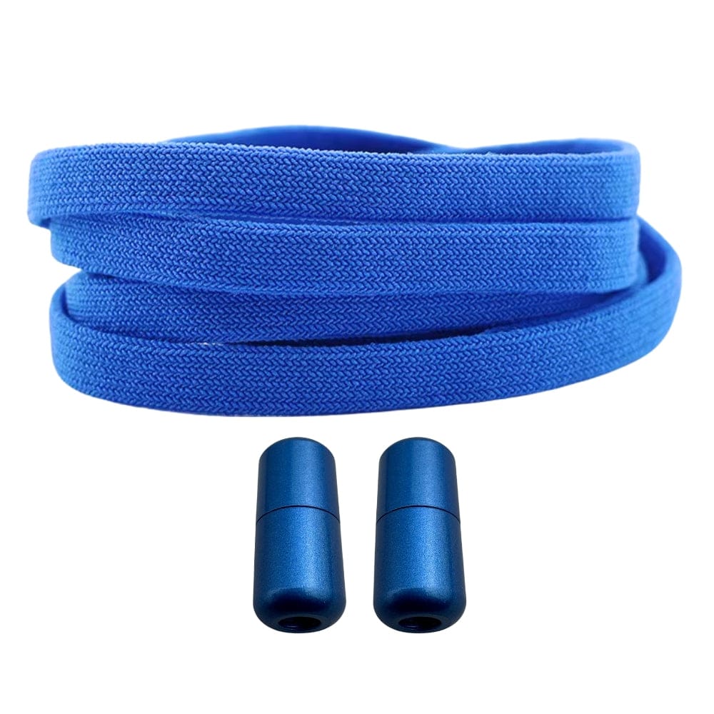Productafbeelding van vintage elastische veters van 8 mm met capsule sluiting in de kleur blauw