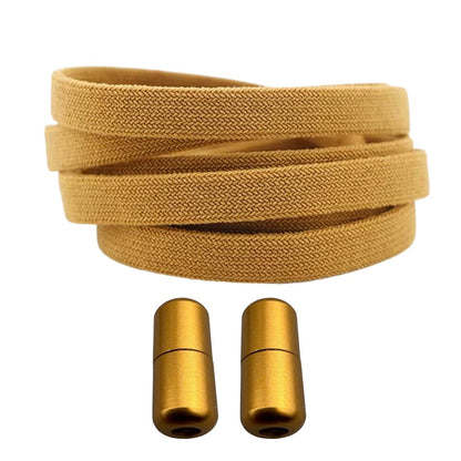 Productafbeelding van vintage elastische veters van 8 mm met capsule sluiting in de kleur cognac