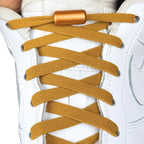 Elastische veters zonder strikken vintage 8mm capsule sluiting cognac met stretch uitgerekt