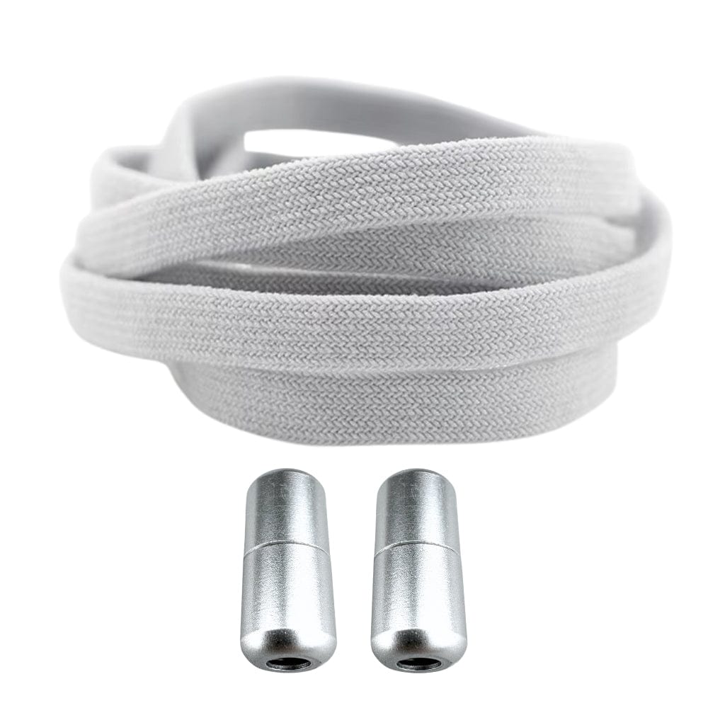 Productafbeelding van vintage elastische veters van 8 mm met capsule sluiting in de kleur grijs