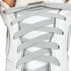 Elastische veters zonder strikken vintage 8mm capsule sluiting grijs met stretch uitgerekt