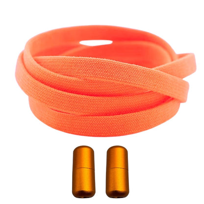 Productafbeelding van vintage elastische veters van 8 mm met capsule sluiting in de kleur oranje