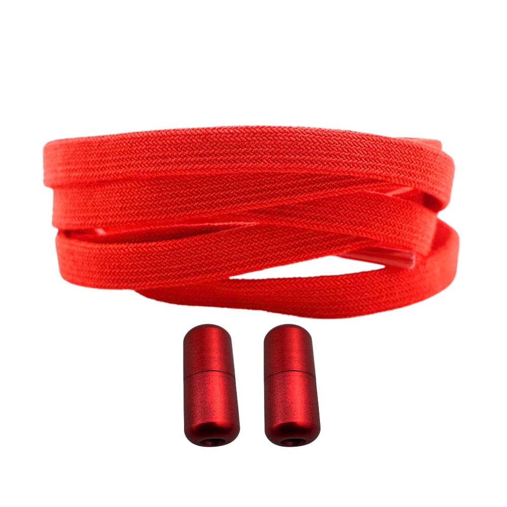 Productafbeelding van vintage elastische veters van 8 mm met capsule sluiting in de kleur rood