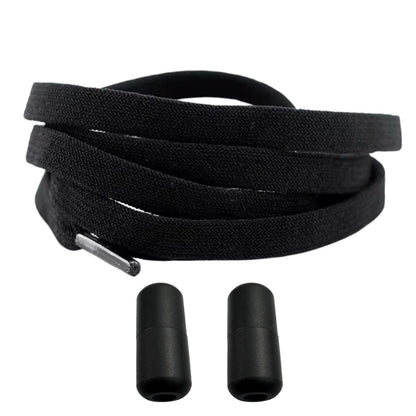 Productafbeelding van vintage elastische veters van 8 mm met capsule sluiting in de kleur zwart