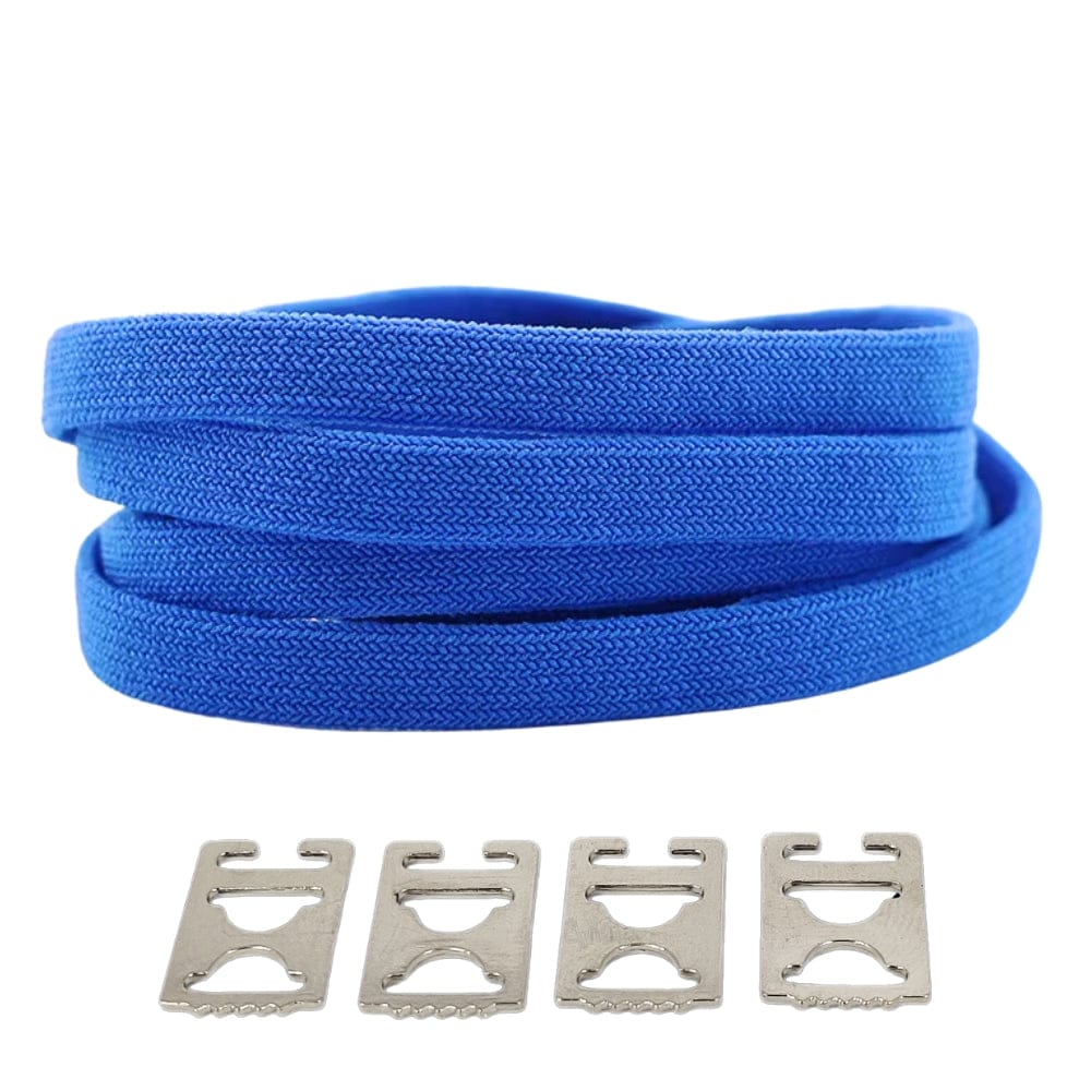 Productafbeelding van vintage elastische veters van 8 mm met clipjes in de kleur blauw